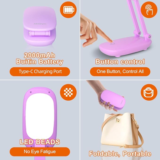 Akejrym LED Desk Lamp for Office Home & Battery Operated Lamp Rechargeable Lamp - Image 6