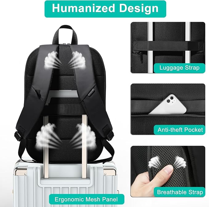 hk Business Backpack for Men 15.6 Inch, Slim & Expandable Waterproof Travel - Image 5