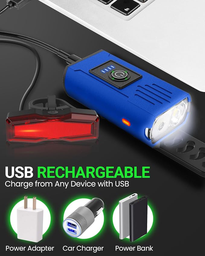 Victoper Bike Light, High Lumens Super Bright Bicycle Lite, 6+4 Modes USB - Image 6
