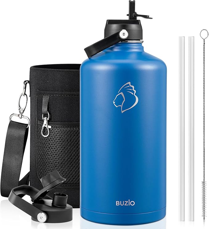 BUZIO 1 Gallon Water Bottle Insulated, 128 oz Large Water Jug Vacuum Stainless by BUZIO