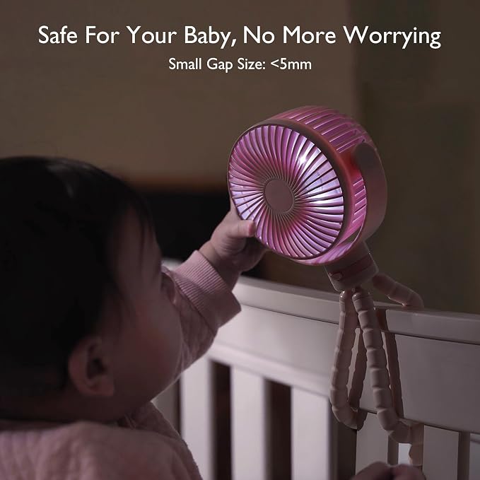 Momcozy 8000mAh Portable Stroller Fan, 27H Ultra-long Battery Life Detachable 4 - Image 4