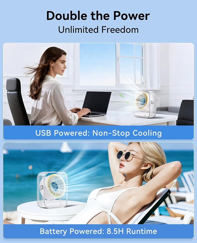 DIGIX Portable Desk Fan for Bedroom, Rechargeable Small Table Fan - Image 4