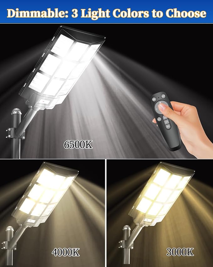 Ofuray Solar Street Lights Outdoor, Solar Security Flood Lights Parking Lot - Image 3