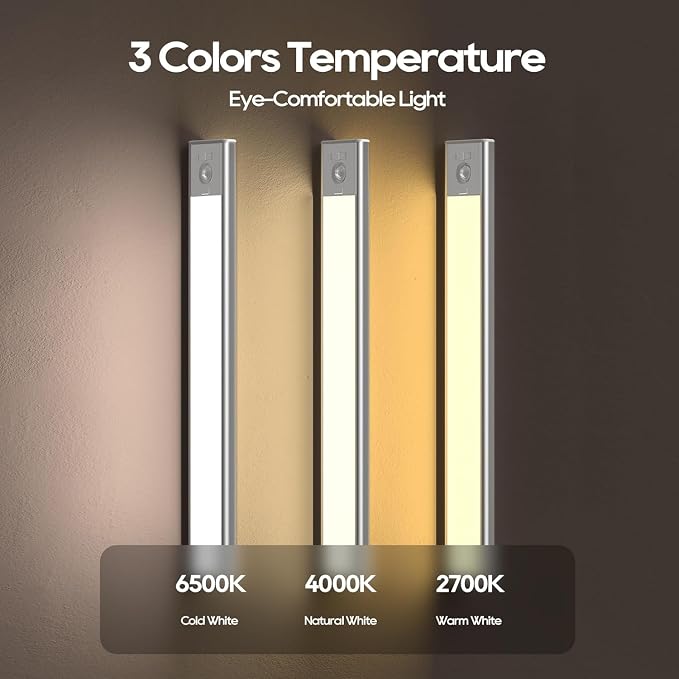 Under Cabinet Lighting, 2 Pack 13 Inch 3 Color Temperatures Motion Sensor Light - Image 2