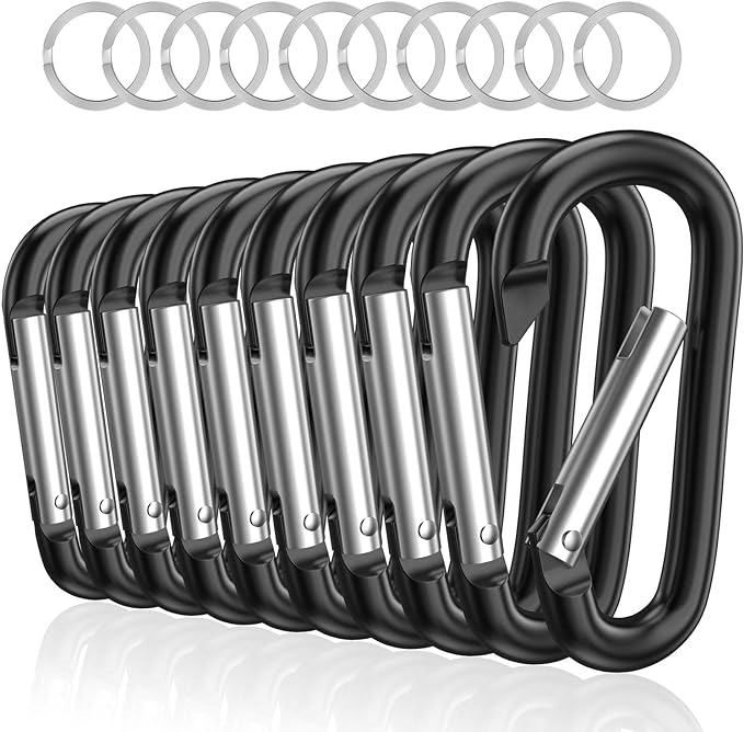sprookber 3" Aluminum Carabiner D Ring, Caribeener Clips, Spring Snap Hook by Sprookber