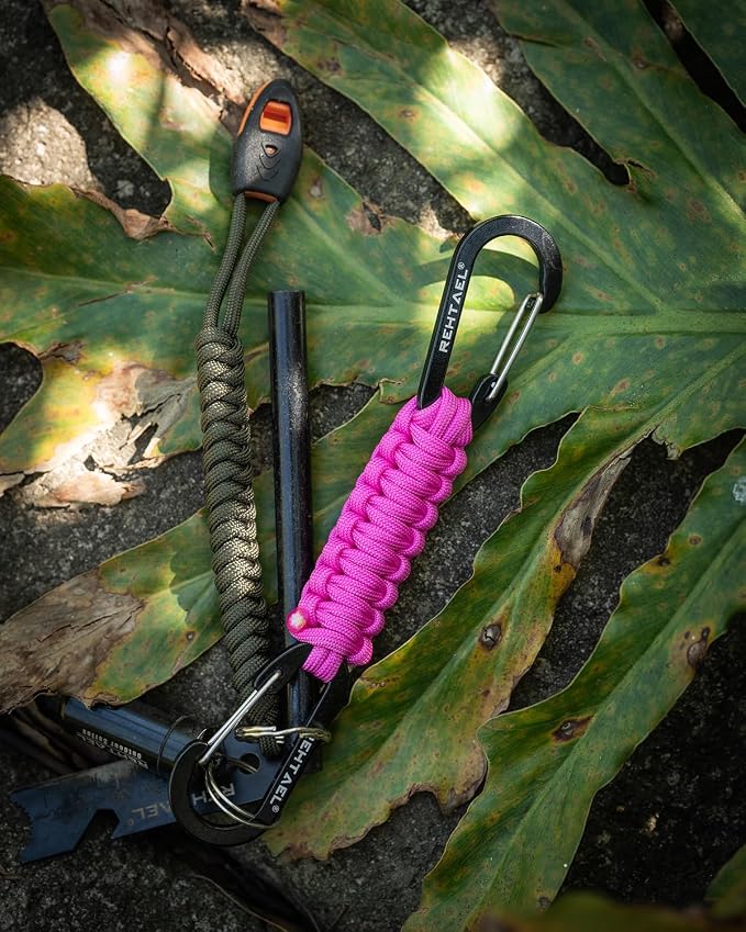 Paracord Braided Carabiner Keychain Lanyard Strap, Hanger Stroller Hook w/2 - Image 5