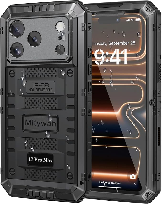 Mitywah for iPhone 17 Pro Max Waterproof Case, Military Metal Case by Mitywah