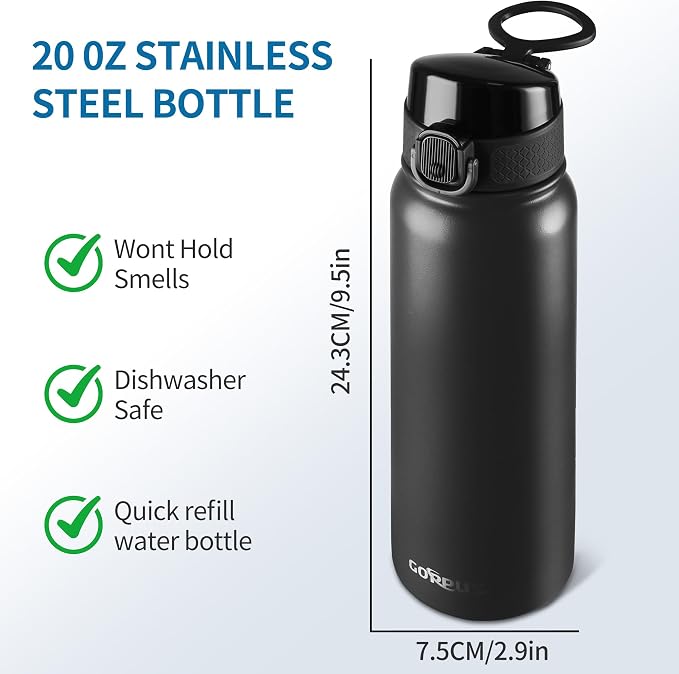 GOPPUS Insulated Water Bottle 20oz Stainless Steel BPA-Free Sports Bottle Ideal - Image 6
