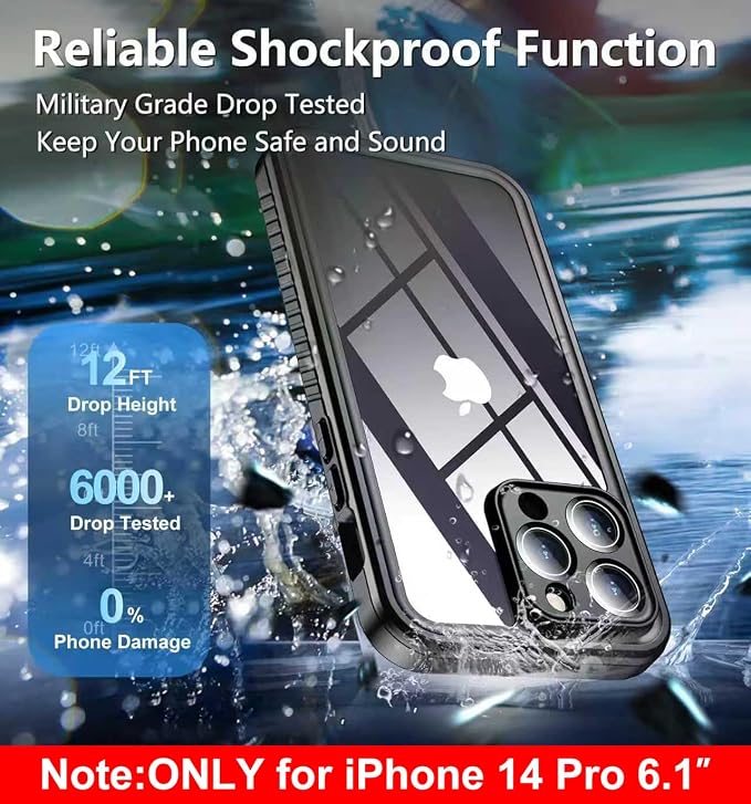 SPIDERCASE Only Designed for iPhone 14 Pro Case Waterproof, Built-in Lens & - Image 3