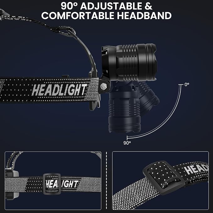 azamine LED Headlamp Rechargeable 2Pack, 99000 Lumens Bright Head Lamp - Image 6