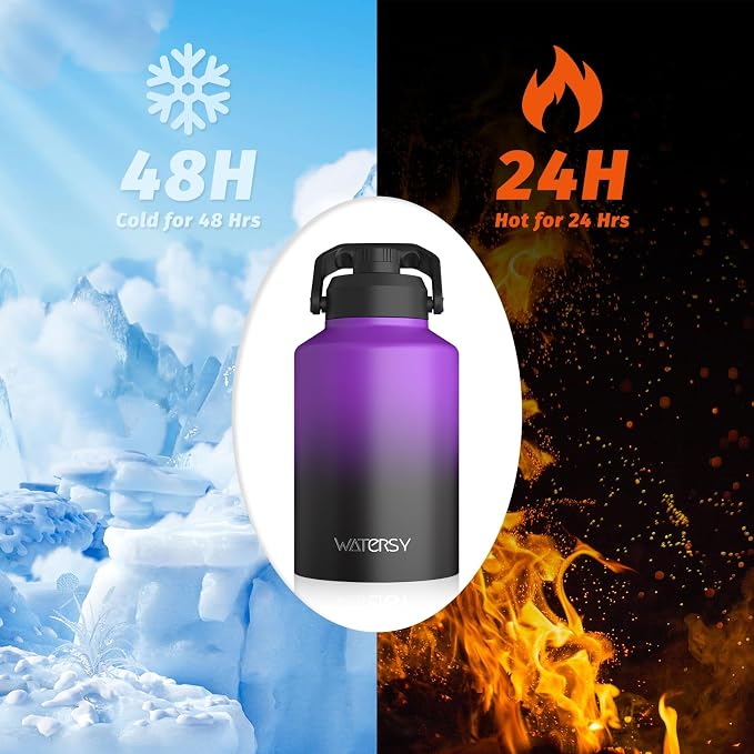 WATERSY 1 Gallon Water Bottle Insulated, BPA Free&Leak Proof, 128oz Stainless - Image 2