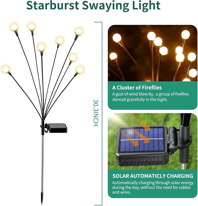 vignuto Solar Lights Outdoor Waterproof, 6 Packs 48LED, Garden Decor, Patio - Image 2