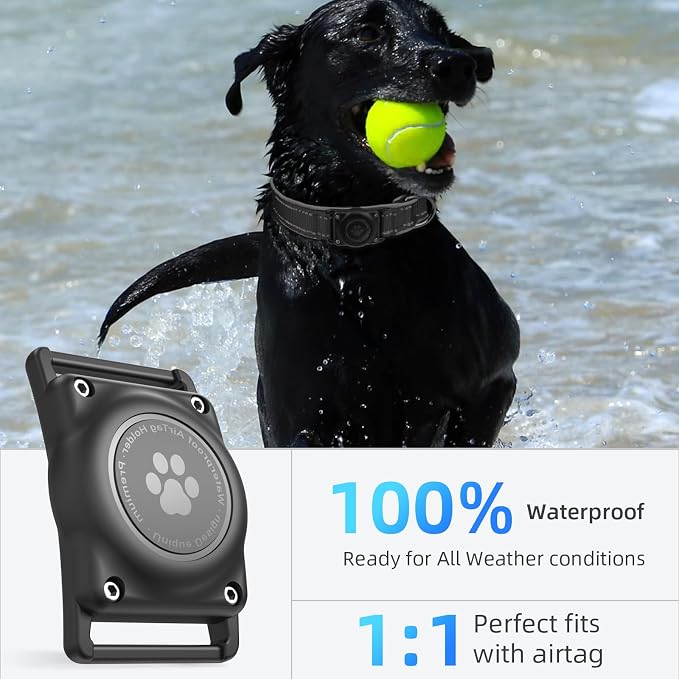 AirTag Dog Collar, IP68 Waterproof Air Tag Dog Collar Holder, Reflective - Image 2