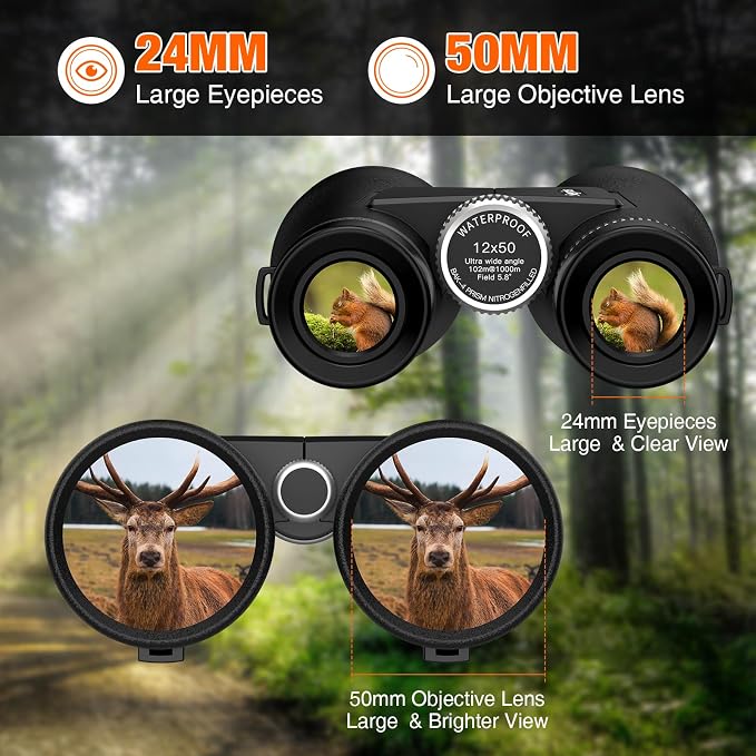 12x50 ED Binoculars for Adults-Professional Roof Prism, HD Optical System - Image 5