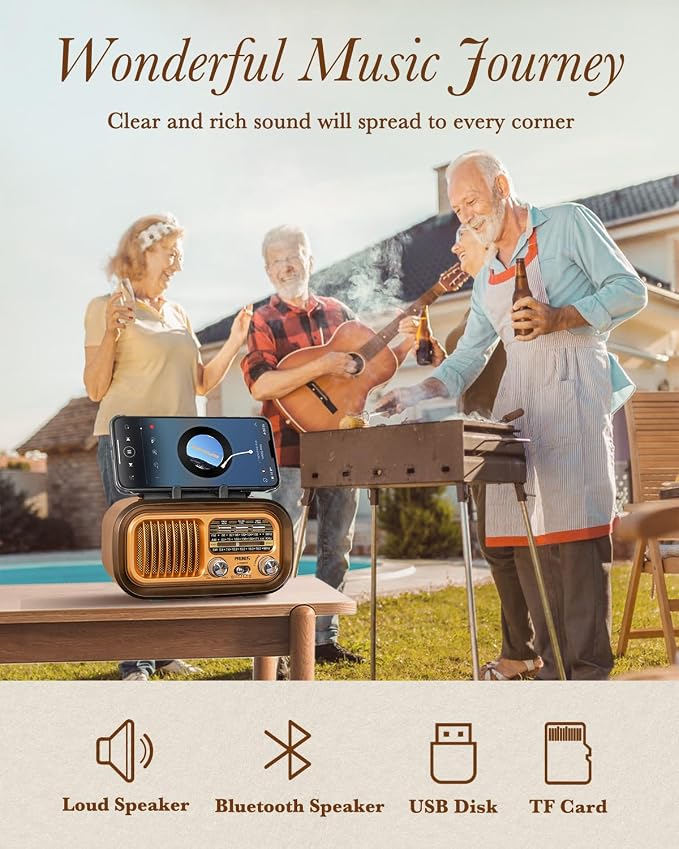 PRUNUS J-150 Portable Radio AM FM SW Bluetooth Speaker, Gifts - Image 5