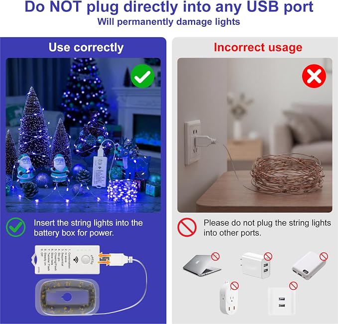 HXWEIYE Rechargeable Fairy Lights Battery Operated, DIY Timer & 8 Modes - Image 2