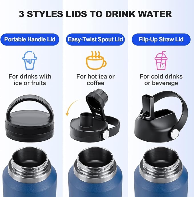 32oz Stainless Steel Water Bottle, Double Wall Vacuum Insulated Bottle - Image 6