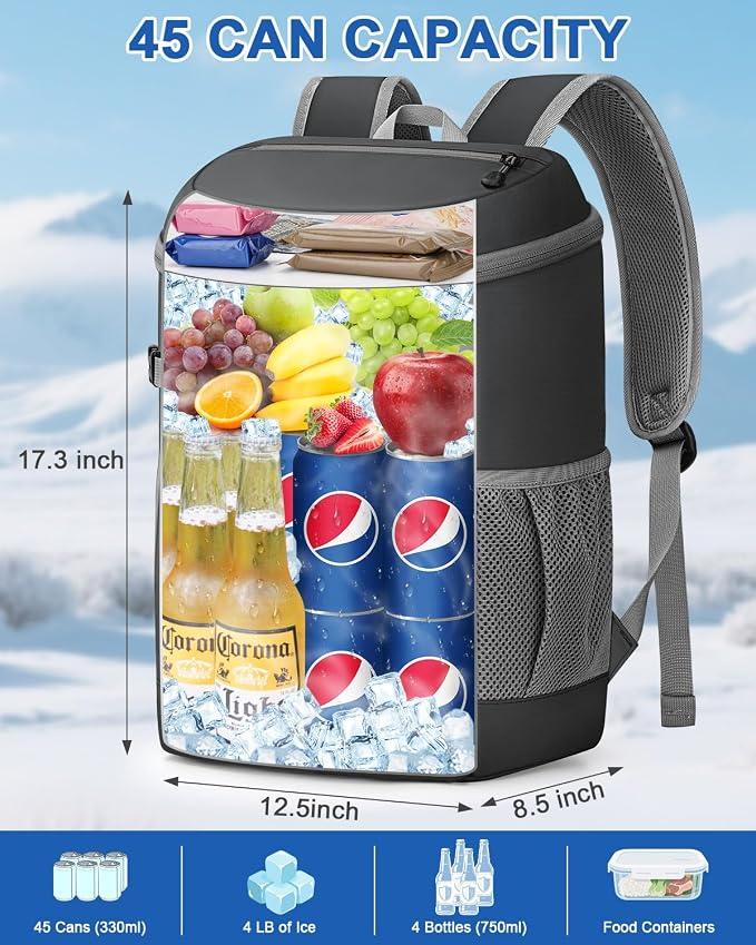 Pritent Cooler Backpack for Men Women Insulated Waterproof Backpack Cooler Leak - Image 5