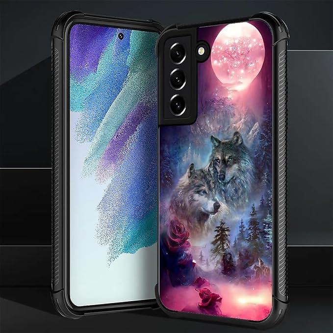 for Samsung Galaxy S21 Plus Case, Star Two Wolfs Howling Pattern Graphic Design - Image 3