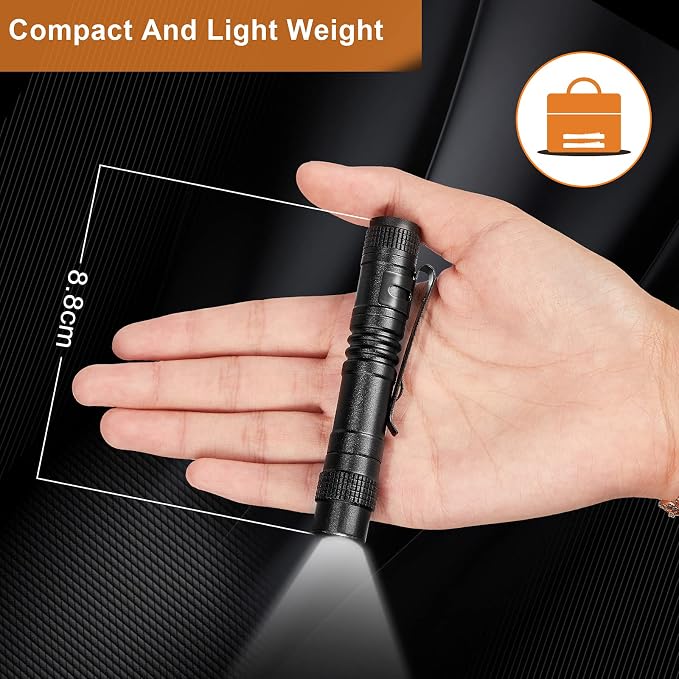 Honoson 10 Pieces Mini Pen Light Flashlight Small LED Pen Light Aluminum Pocket - Image 2