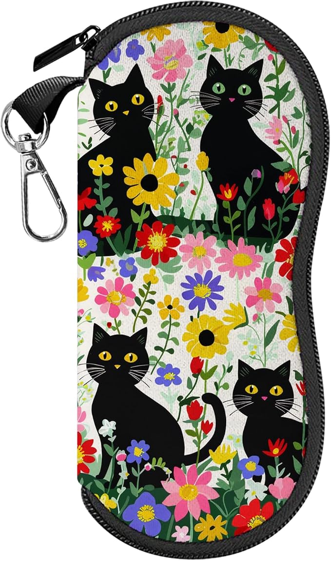 Glasses Case Sunglasses Eyeglass Soft Case Zipper Light Neoprene Pouch by Cabreche