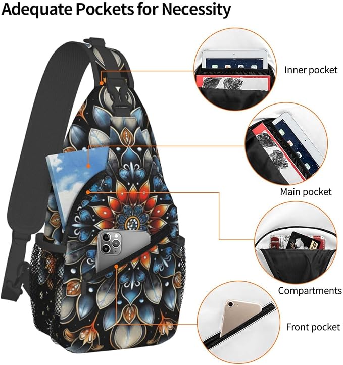 Mandala Sling Bag For Women Men Fashion Backpack Crossbody Mandala Shoulder Bag - Image 4