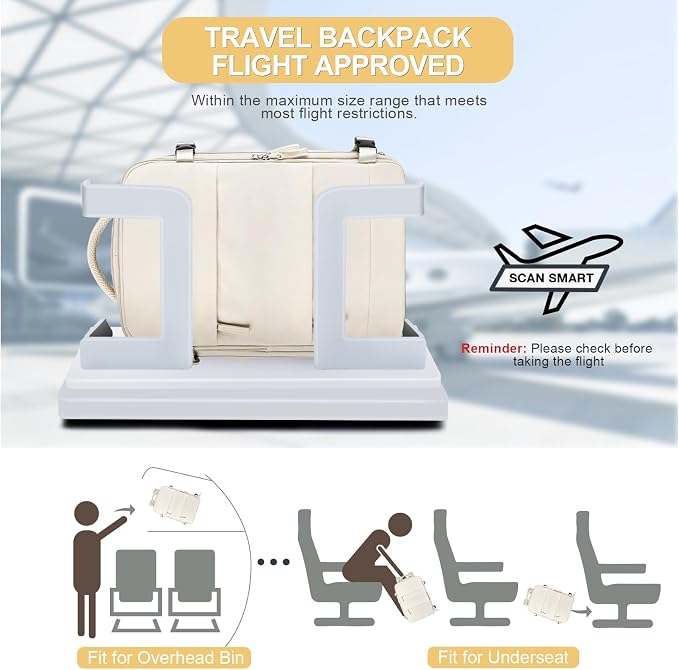 Beige Large Travel Backpack For Women Men Airline Approved Personal Item - Image 2