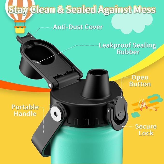 baab 18oz Kids Water Bottle, Insulated Kids Water Bottle - Image 3