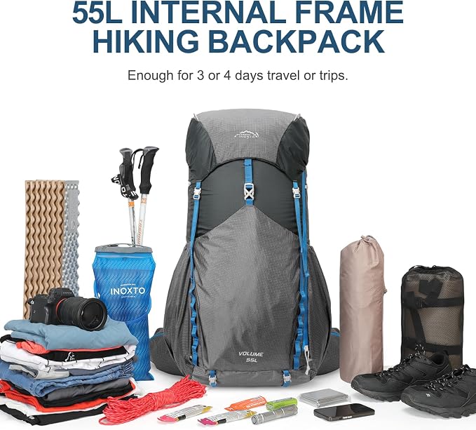 IX INOXTO 55L Internal Frame Waterproof Hiking Camping Backpack - Image 7
