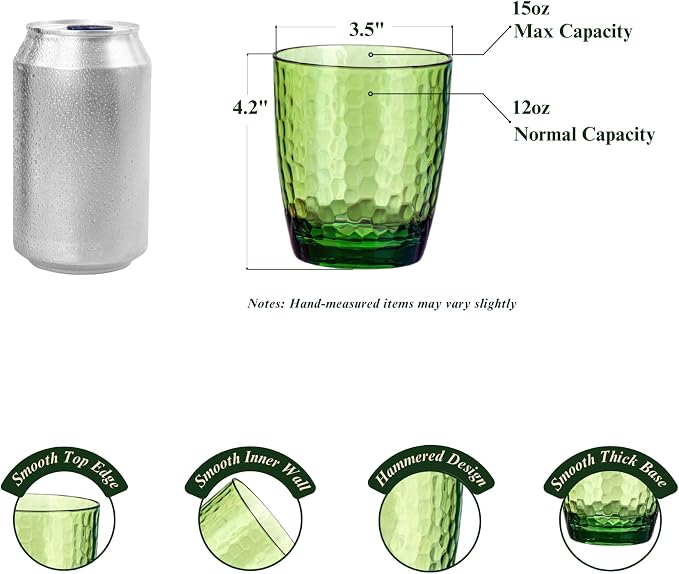 15oz Colorful Acrylic Glasses Drinkware, Hammered Design Unbreakable Plastic - Image 3