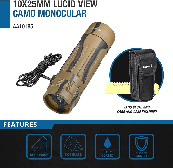 Barska 10x25 Lucid View Monocular – Compact Lightweight 10x Magnification - Image 3