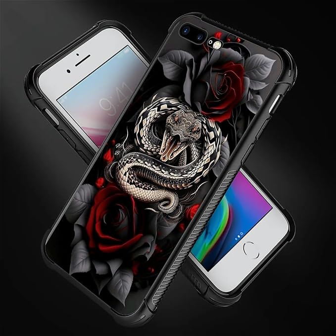 for iPhone 7 Plus/8 Plus Case, Entwined Rose Snake Pattern Graphic Design - Image 4