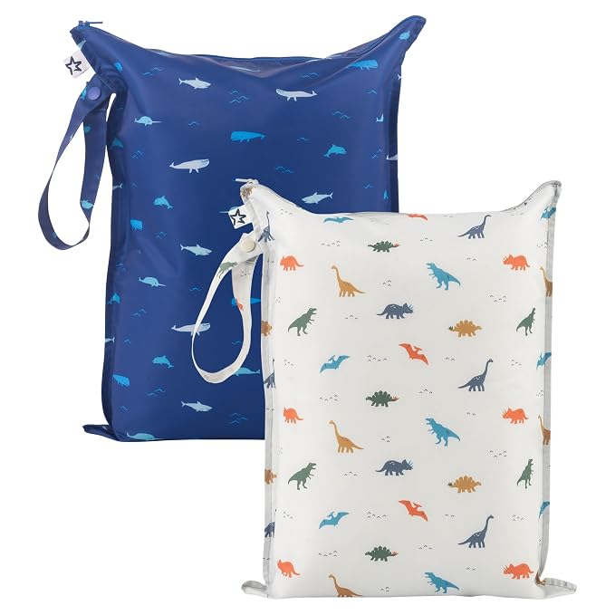 Tiny Twinkle Mess Proof Wet Bags | 2-Pack Reusable Waterproof Wet Bags by TinyTwinkle