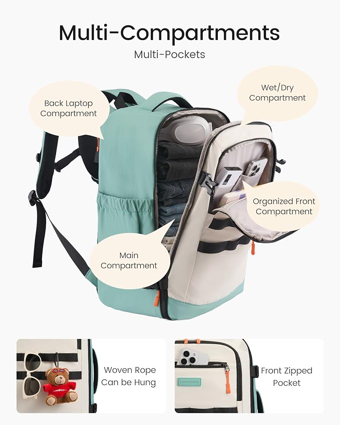 LOVEVOOK 50L Travel Backpack for Women & Men, TSA Approved Carry On Backpack - Image 2