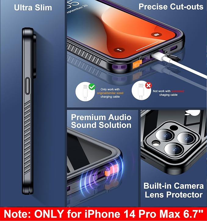 SPIDERCASE Only Designed for iPhone 14 Pro Max Case Waterproof Full Body - Image 3