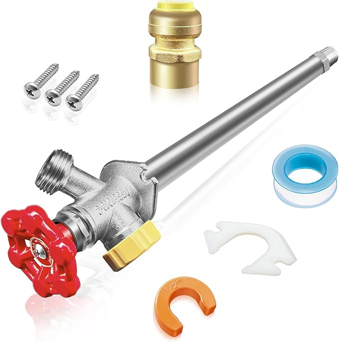 12inch Anti-Siphon Frost Free Sillcock, No Lead Brass Frost Proof Outdoor by Designedforabetterlife