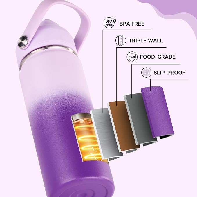 Fijinhom 24oz Insulated Stainless Steel Water Bottle, Wide Mouth Double Wall - Image 6