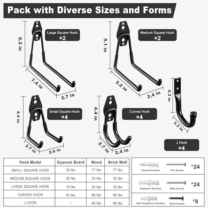 LANDNEOO Garage Hooks, Heavy Wall Mount Duty Hooks - Image 2