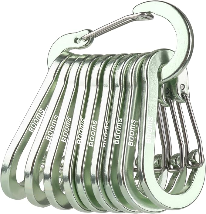Booms Fishing CC5 Multi-Use Carabiner Clips, 10 Pack 2.3"/ 3.1" Caribeener Clips by BoomsFishing