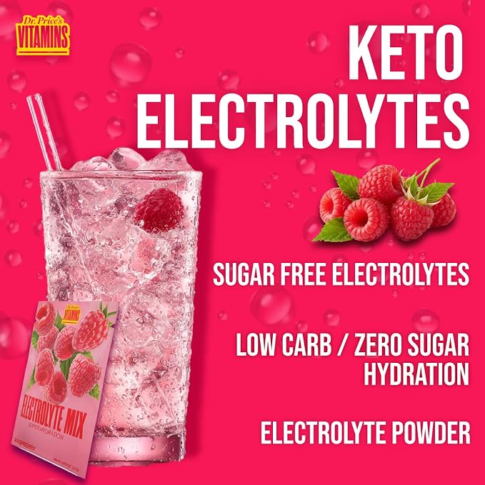 Dr. Price’s Electrolytes Powder Packets – Raspberry, 60 Packets | Sugar Free - Image 7
