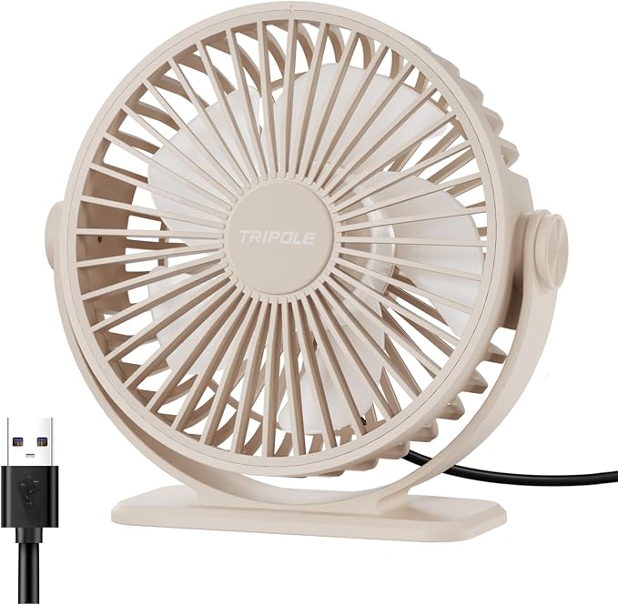 TriPole USB Desk Fan Small Portable Personal Fan, 3 Speeds Adjustable Strong by TriPole