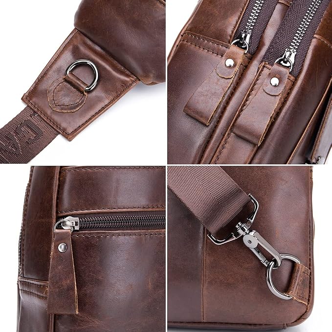 Hebetag Leather Sling Bag Crossbody Backpack - Image 5