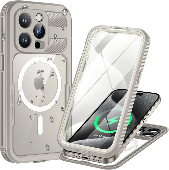 Lanhiem Magnetic for iPhone 15 Pro Max Case, IP68 Waterproof Dustproof Case by LanhiemHome