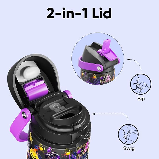 Insulated Water Bottle with Straw - Image 2