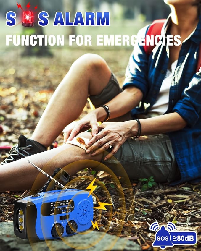 Emergency Hand Crank Radio Emgykit - 2000mAh/7400mWh AM/FM/NOAA Solar Hand - Image 3