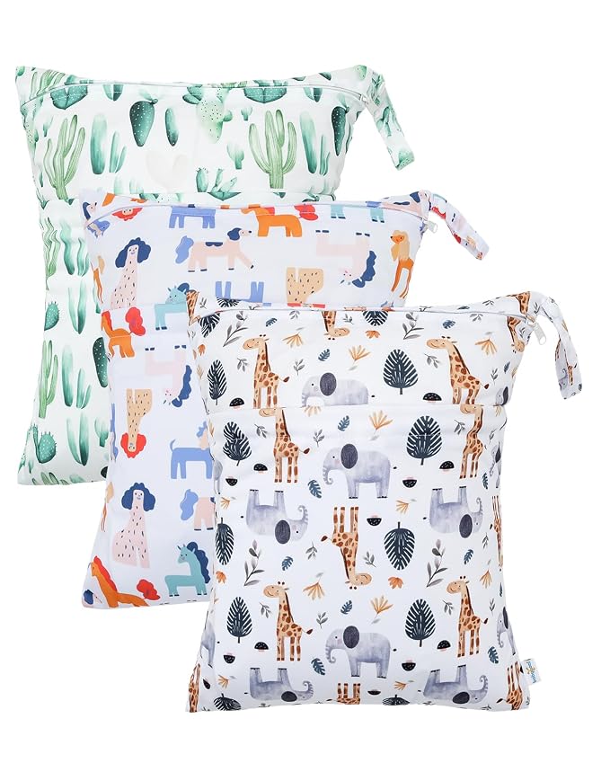 babygoal Animal Wet Dry Bags 3 Pack, Waterproof Travel Bags by babygoal