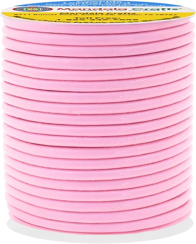 Mandala Crafts Round Genuine Pink Leather Cord - Image 2