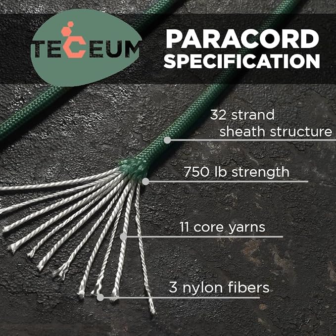 TECEUM 5/32" Paracord Rope 1000 – 1000ft / 200ft / 100ft / 50ft – Tactical - Image 2