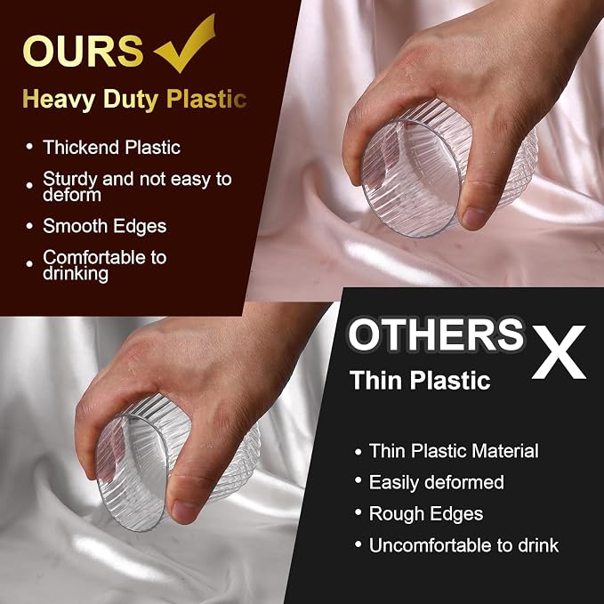 Lueumxc 40 Pack Plastic Ribbed Wine Glasses, 14Oz Origami Disposable Wine - Image 3