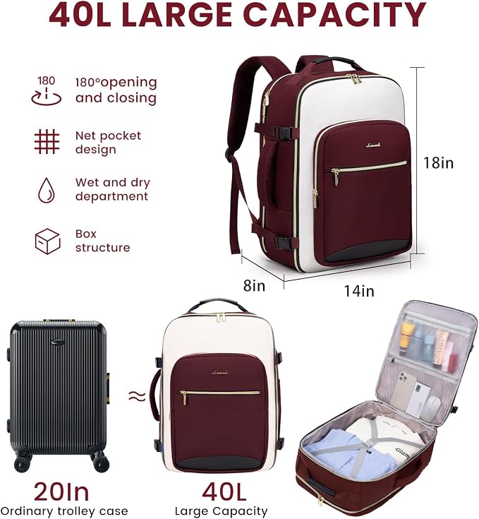 LOVEVOOK 40L Large Travel Backpack - Image 2